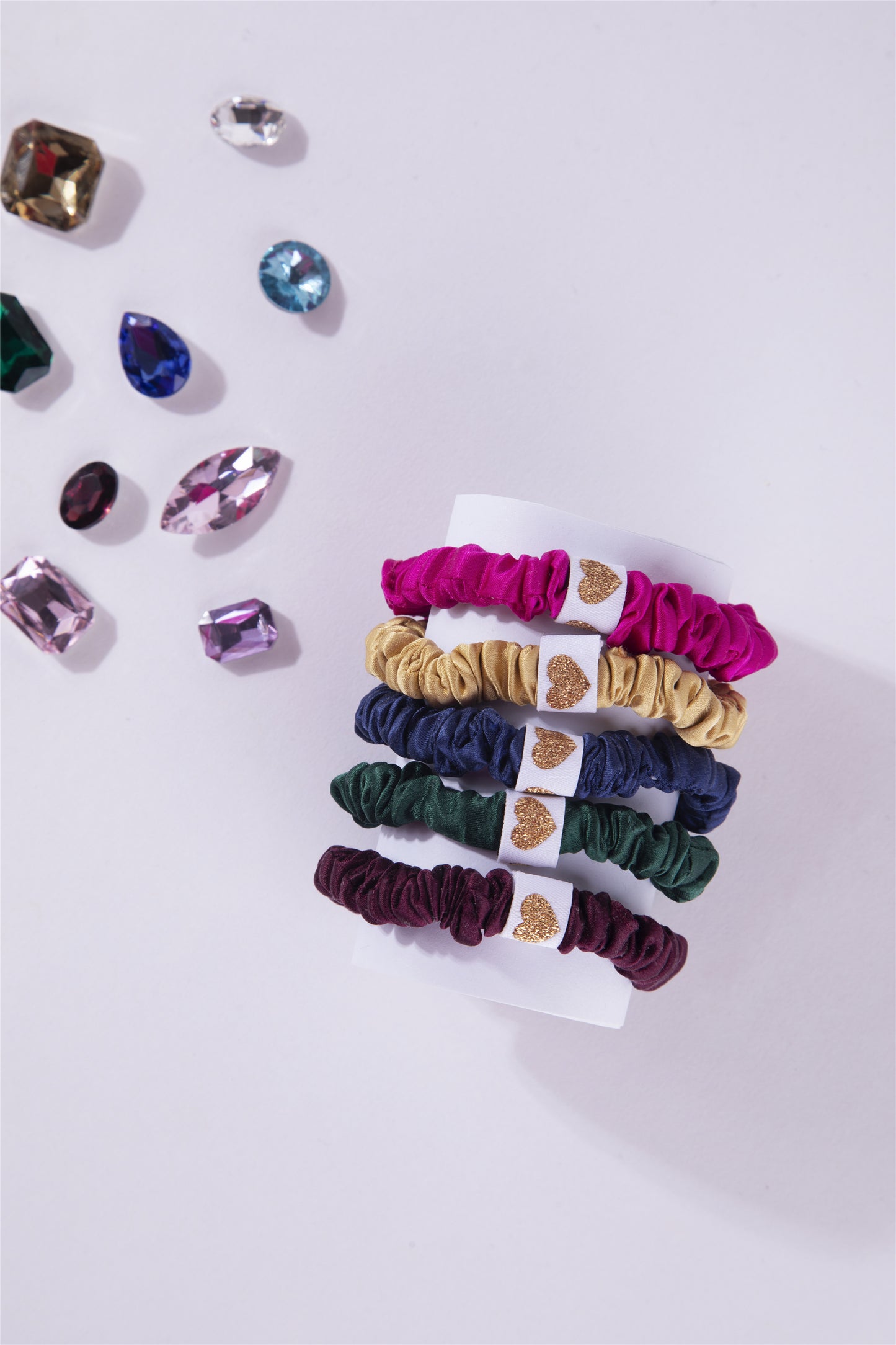 Bejeweled Skinny Silk Scrunchies